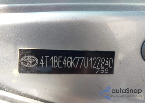 2007 Toyota Camry Le from USA, damaged, VIN 4T1BE46K77U127840